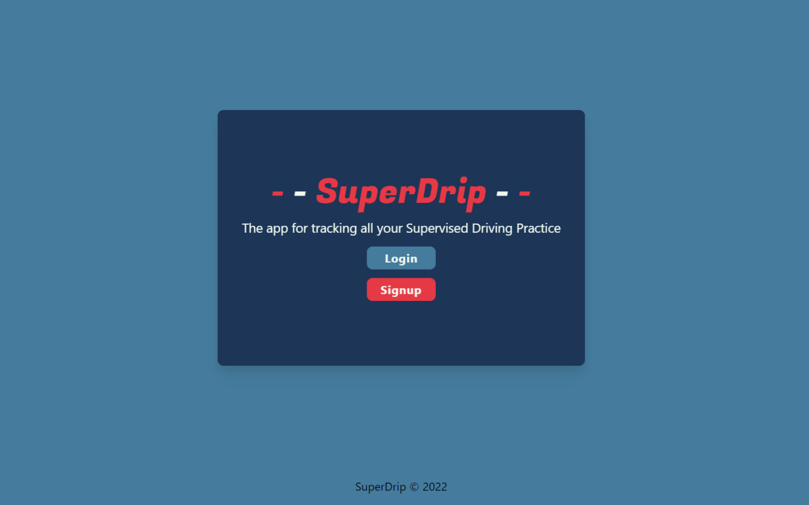 screenshot of the SuperDrip Home page